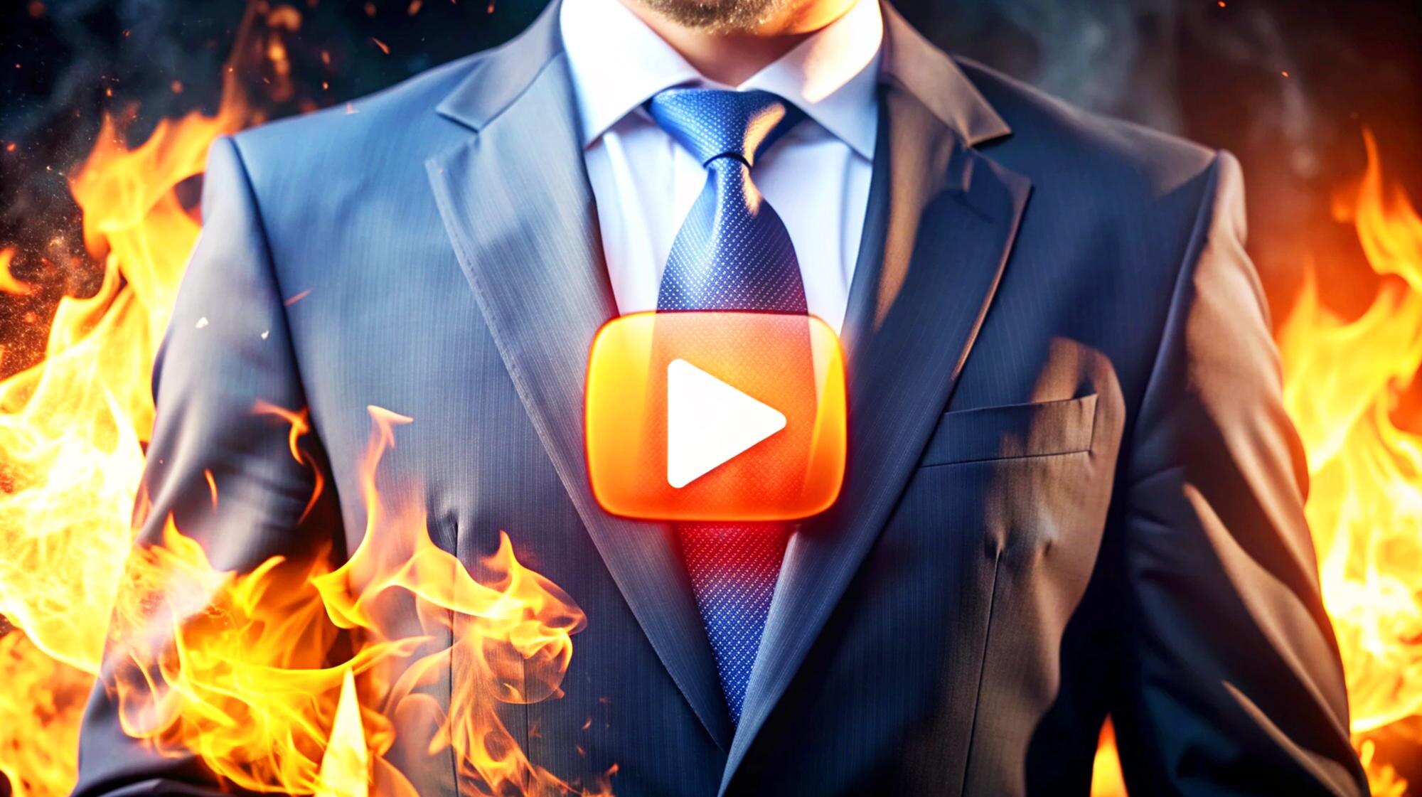 Podstawa miniatury wideo biznesowego na YouTube z efektem ognia