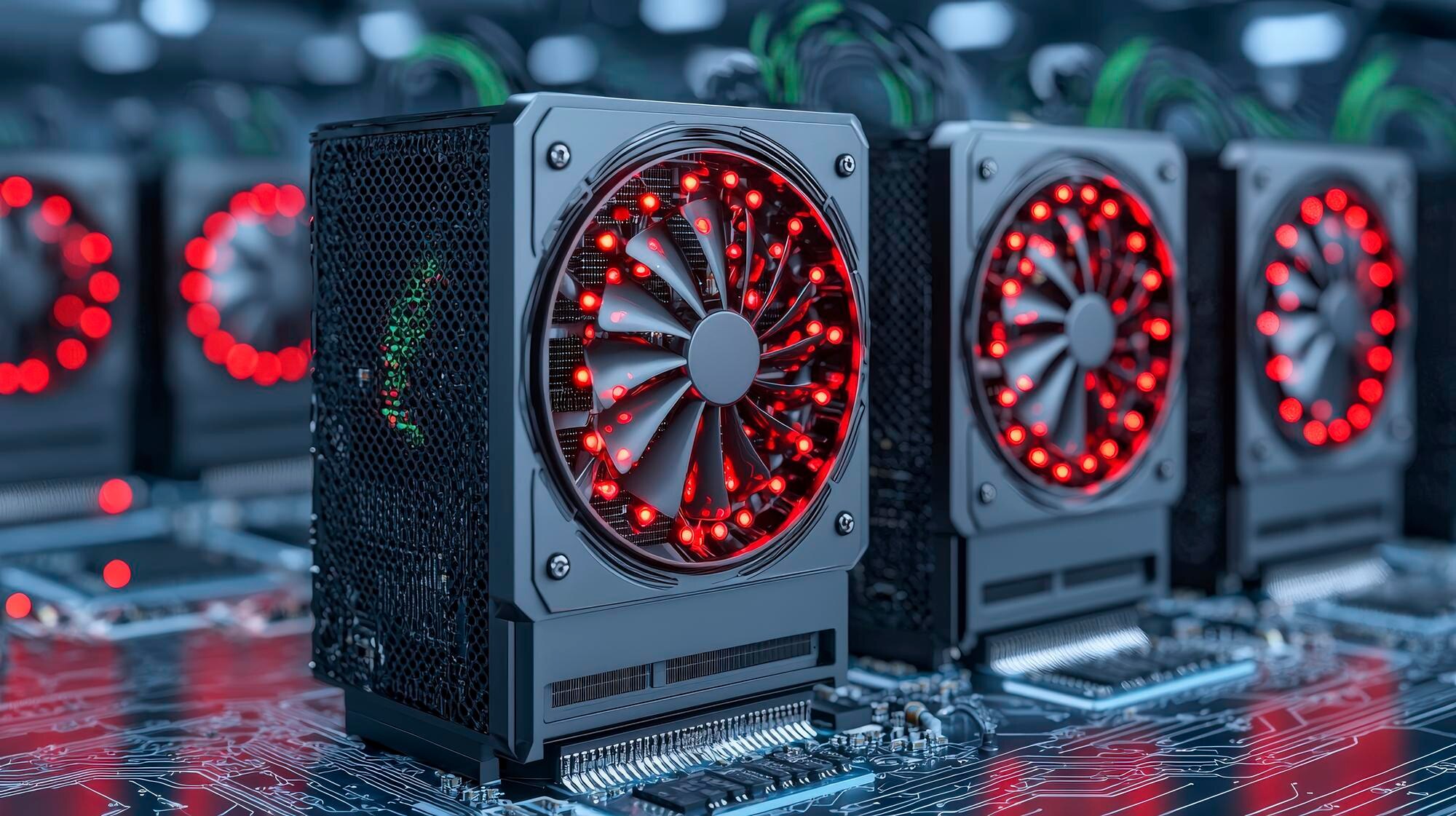 Komputery wysokiej wydajności Red LED GPU Mining Rigs