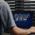 Digital Representation of CO2 and Energy Icons on Computer Screen